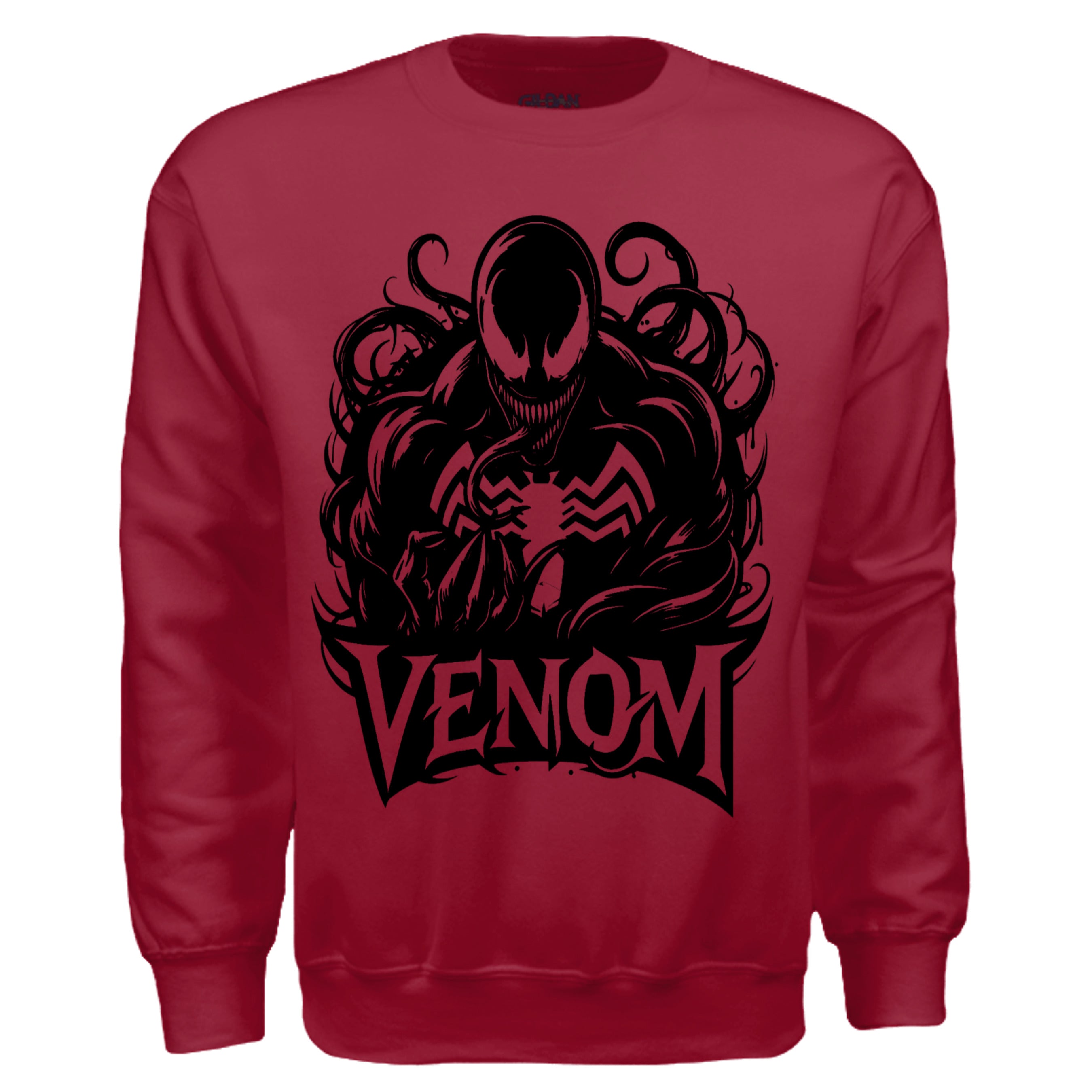  Ink Cartel The Ink Demon Blackout Sweater with all-black design and menacing creature graphic, sharp teeth and long tongue, urban streetwear aesthetic