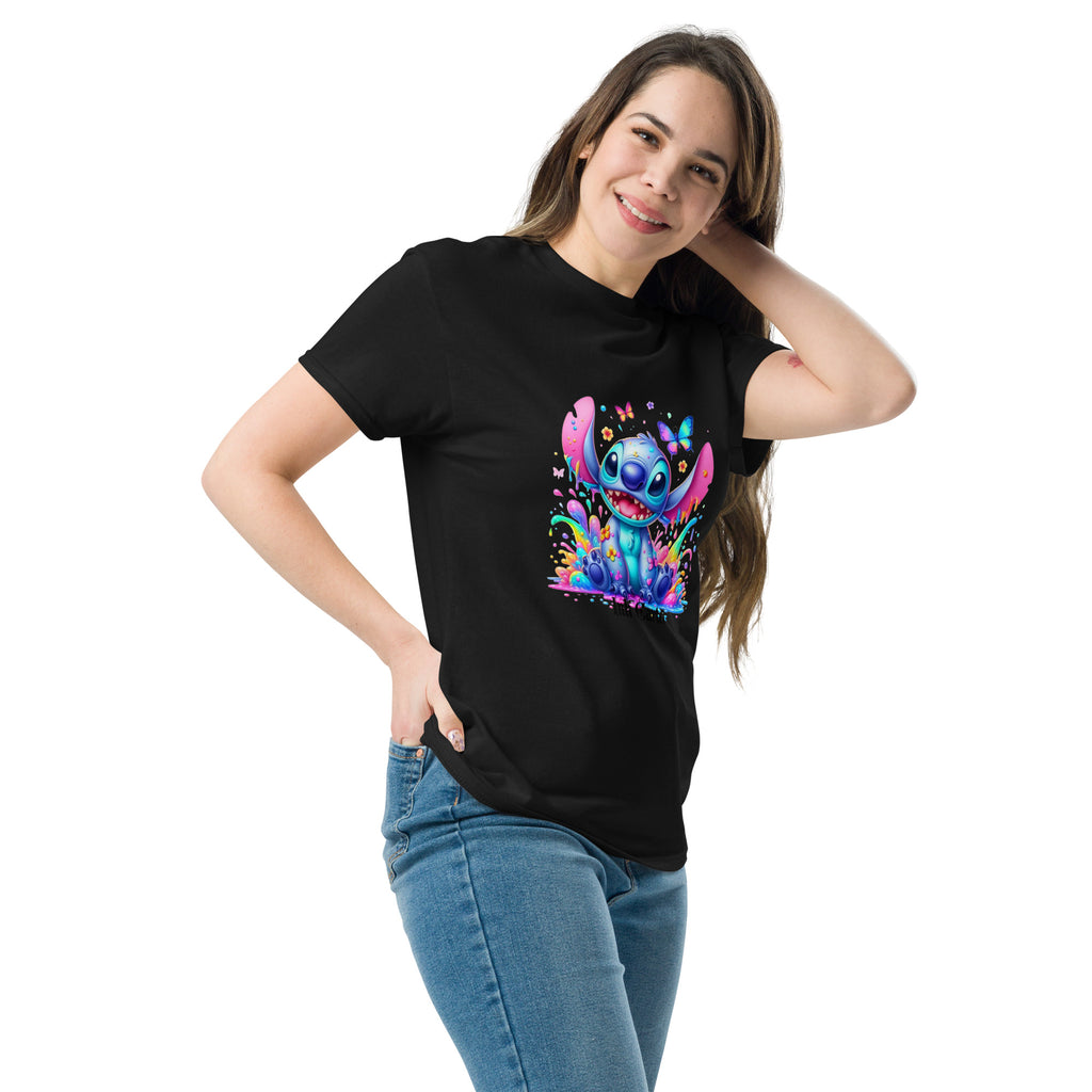  Ink Cartel exclusive streetwear design showing a cartoon-style blue character splashing through dripping black and colorful ink, creating a bold graffiti-inspired visual on a premium t-shirt