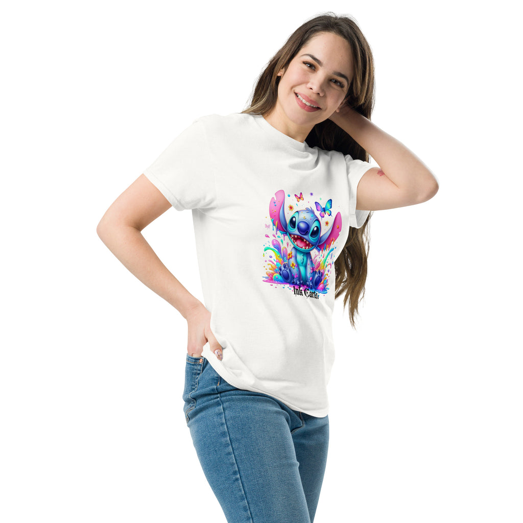  Ink Cartel exclusive streetwear design showing a cartoon-style blue character splashing through dripping black and colorful ink, creating a bold graffiti-inspired visual on a premium t-shirt