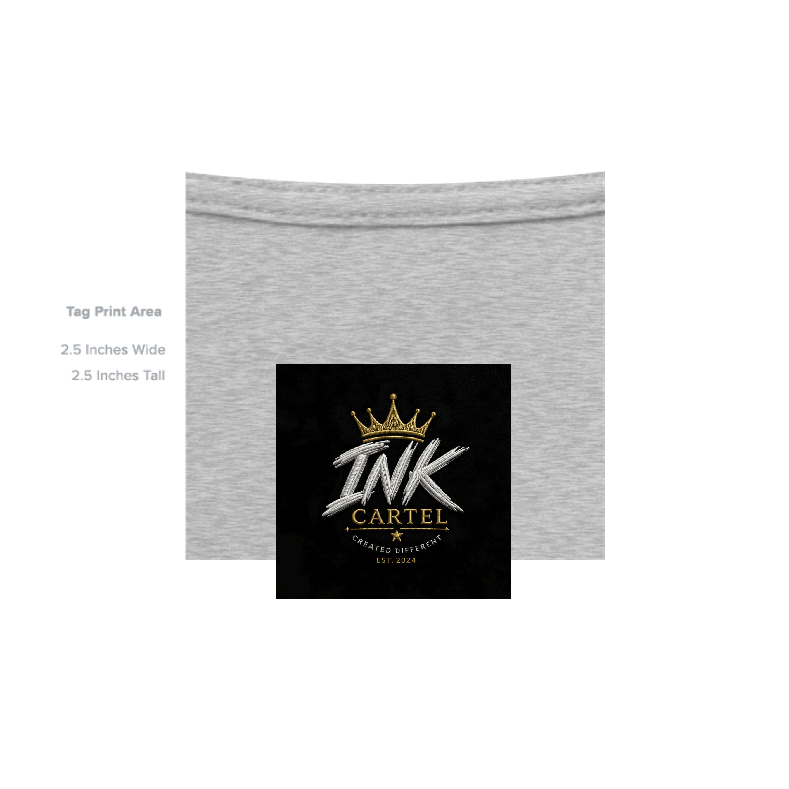 Gray fabric with Ink Cartel logo on a black background