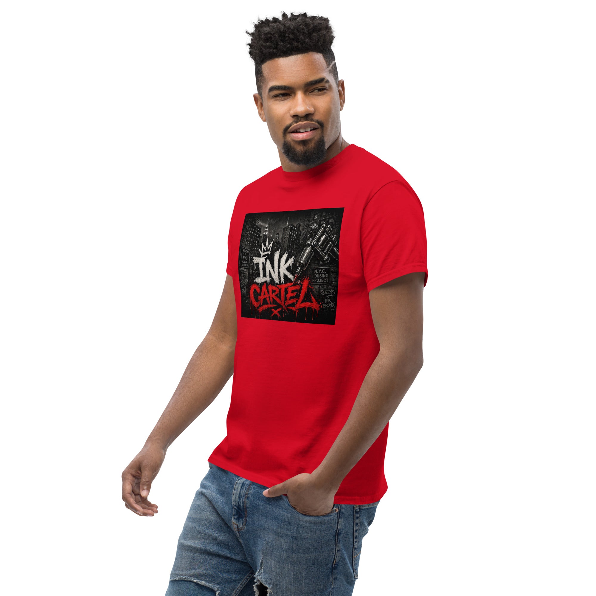 Ink Cartel Concrete Jungle Tattoo Pen Tee with urban graffiti design and tattoo pen artwork, streetwear shirt inspired by city life