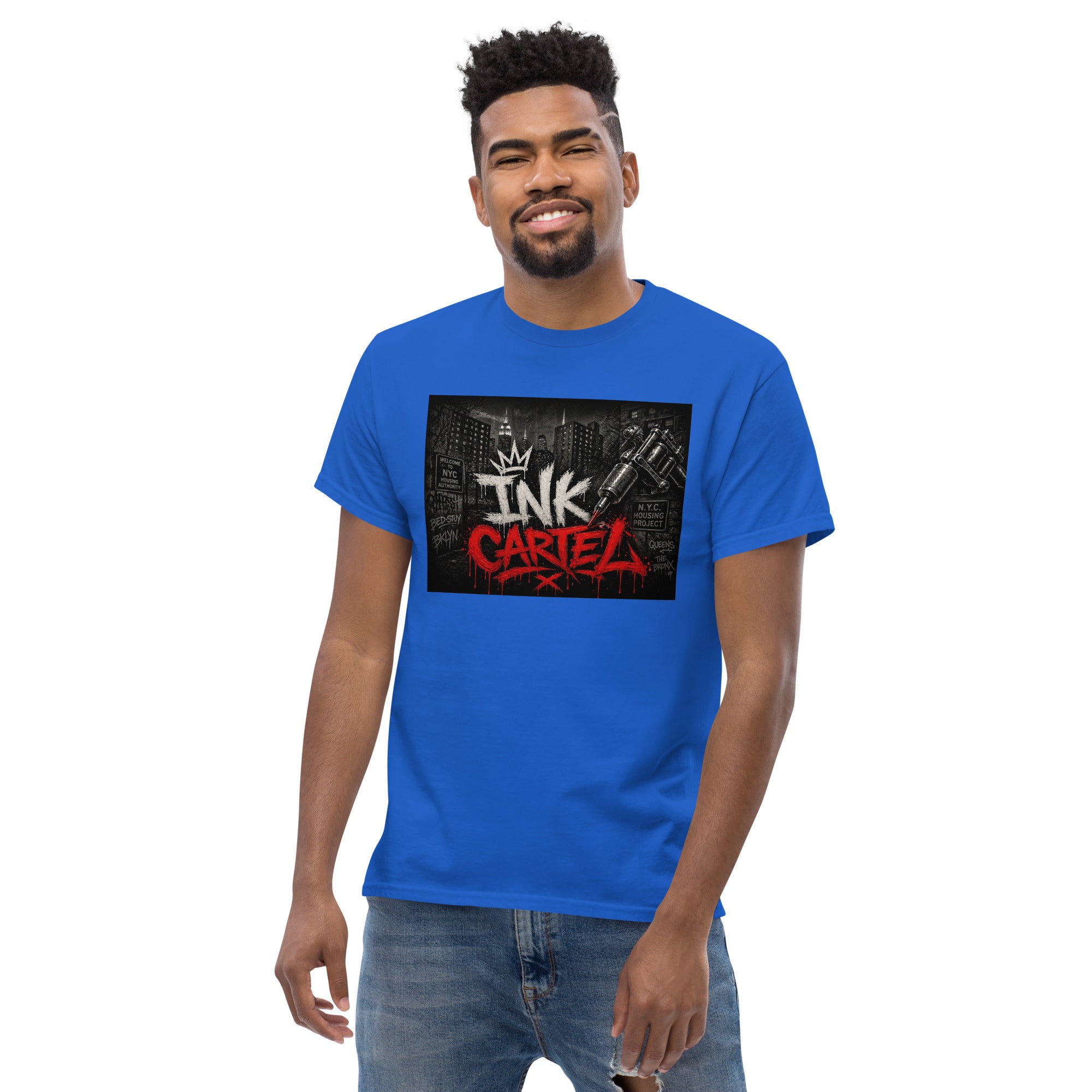 Ink Cartel Concrete Jungle Tattoo Pen Tee with urban graffiti design and tattoo pen artwork, streetwear shirt inspired by city life