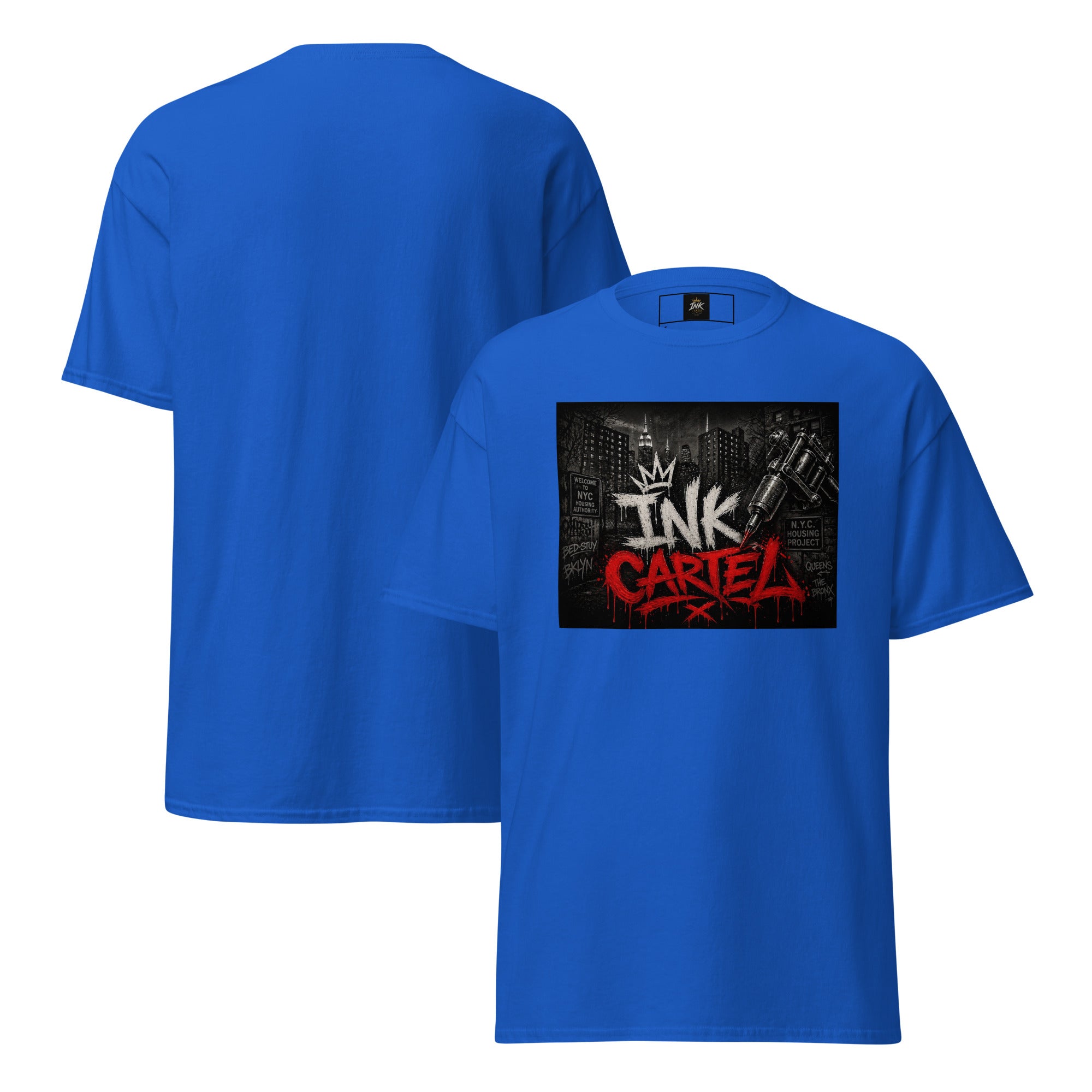 Ink Cartel Concrete Jungle Tattoo Pen Tee with urban graffiti design and tattoo pen artwork, streetwear shirt inspired by city life