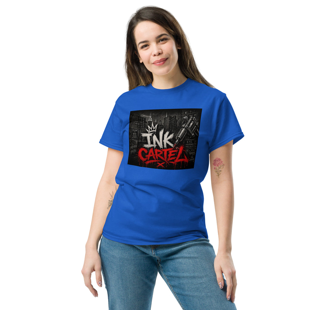 Ink Cartel Concrete Jungle Tattoo Pen Tee with urban graffiti design and tattoo pen artwork, streetwear shirt inspired by city life