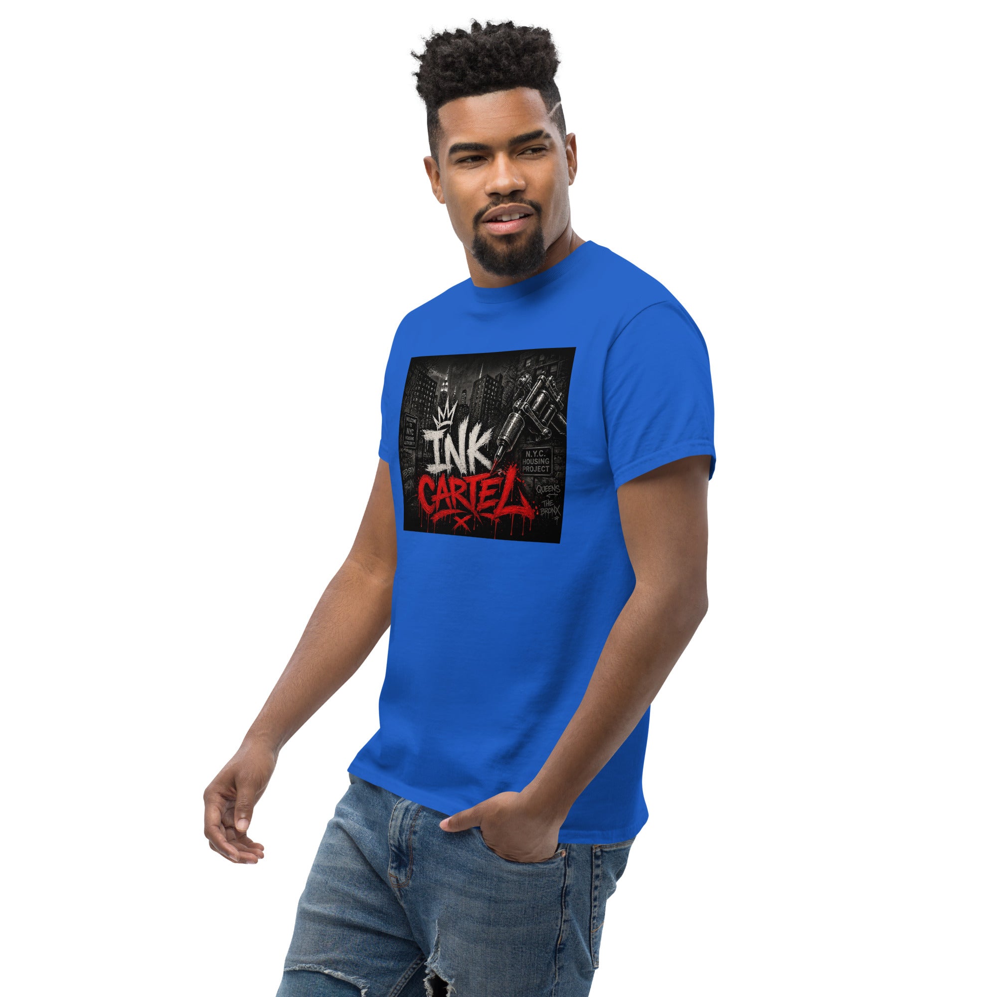 Ink Cartel Concrete Jungle Tattoo Pen Tee with urban graffiti design and tattoo pen artwork, streetwear shirt inspired by city life