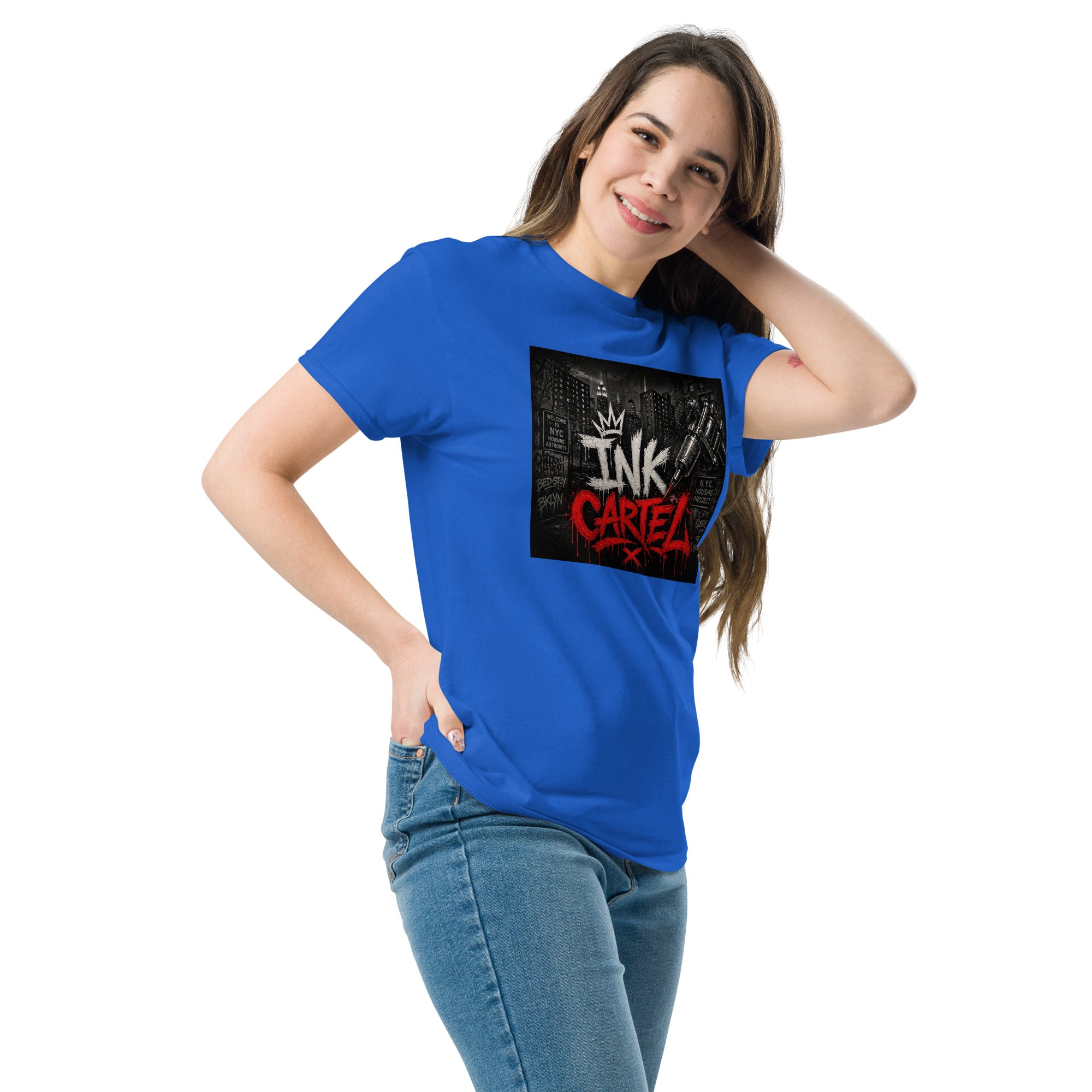 Ink Cartel Concrete Jungle Tattoo Pen Tee with urban graffiti design and tattoo pen artwork, streetwear shirt inspired by city life