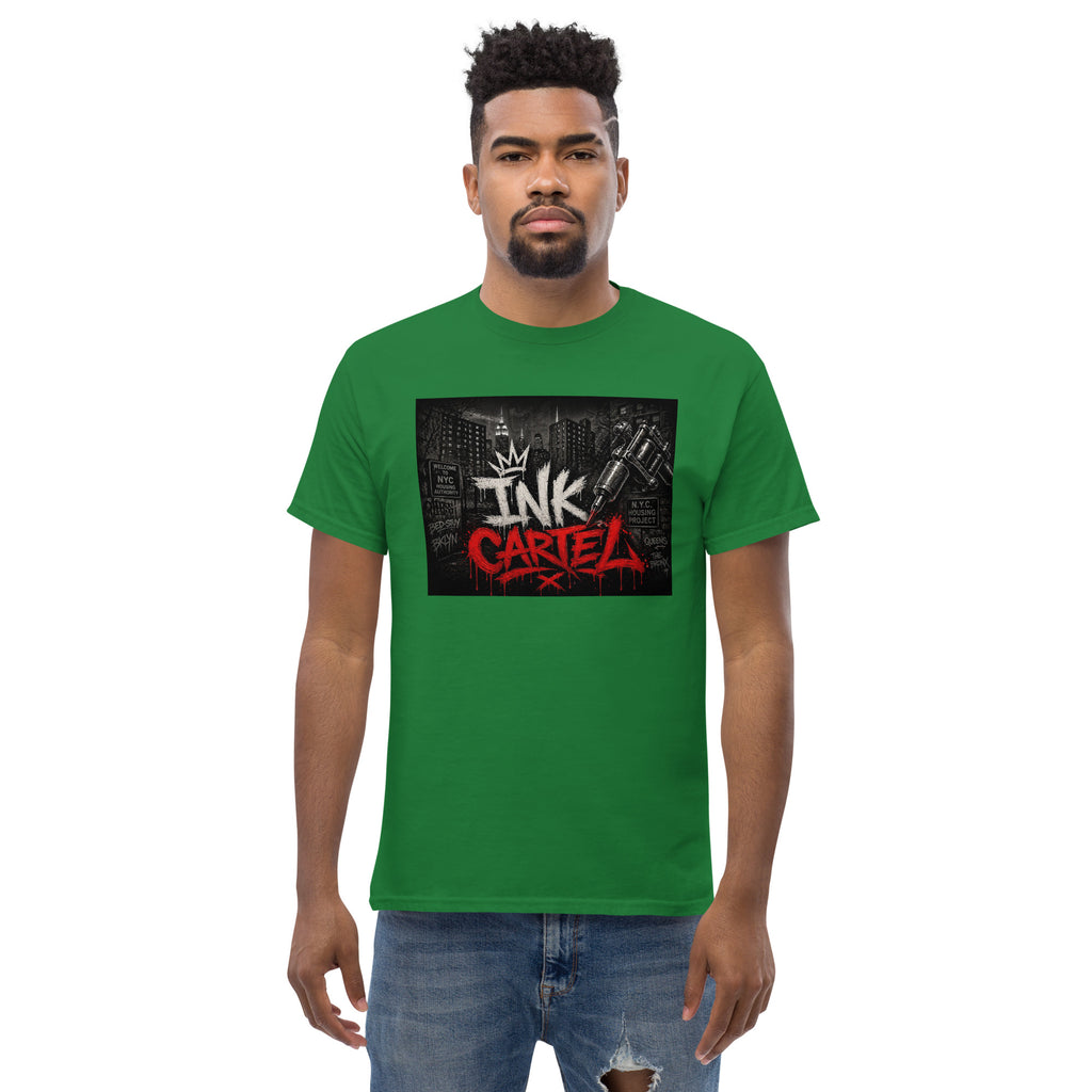 Ink Cartel Concrete Jungle Tattoo Pen Tee with urban graffiti design and tattoo pen artwork, streetwear shirt inspired by city life