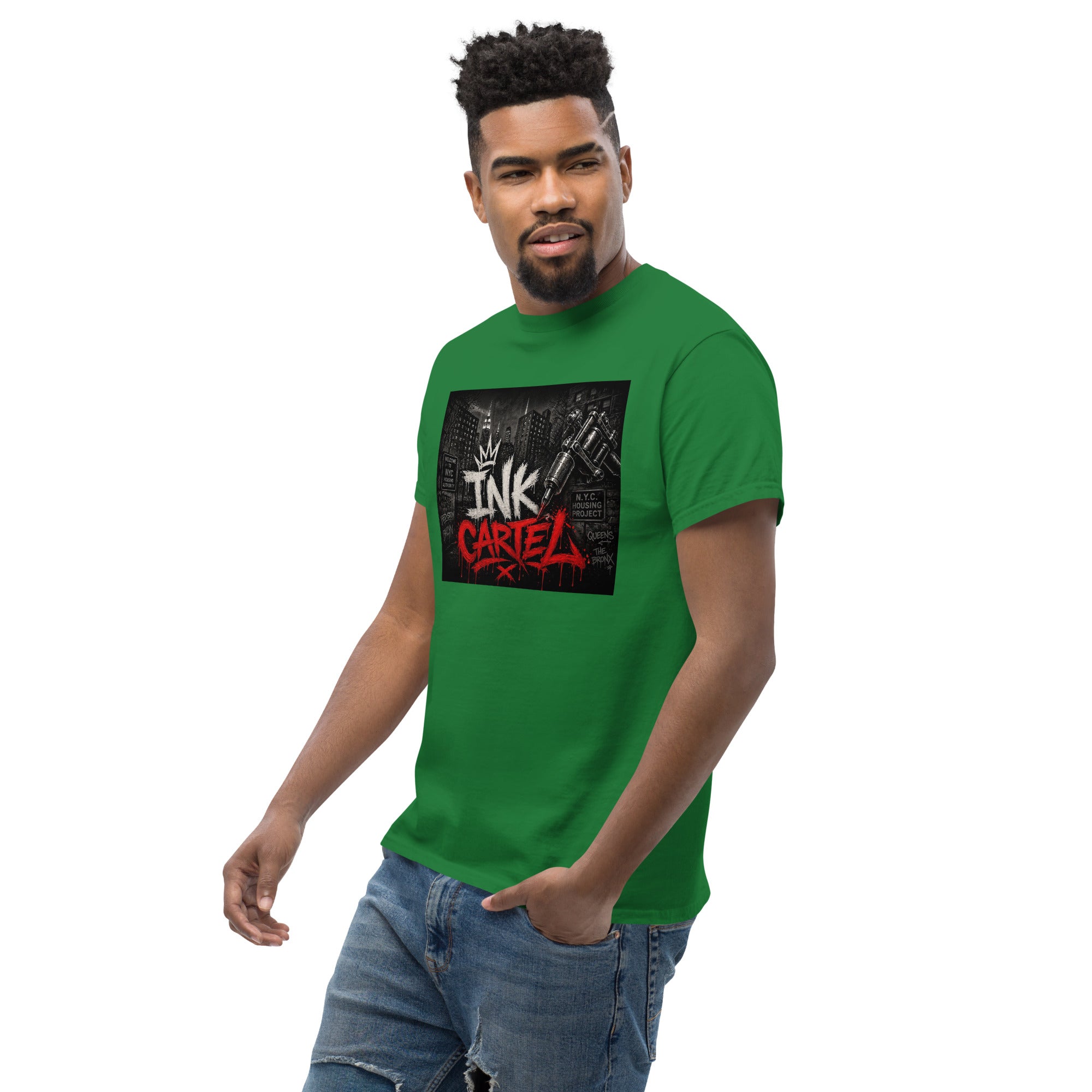Ink Cartel Concrete Jungle Tattoo Pen Tee with urban graffiti design and tattoo pen artwork, streetwear shirt inspired by city life