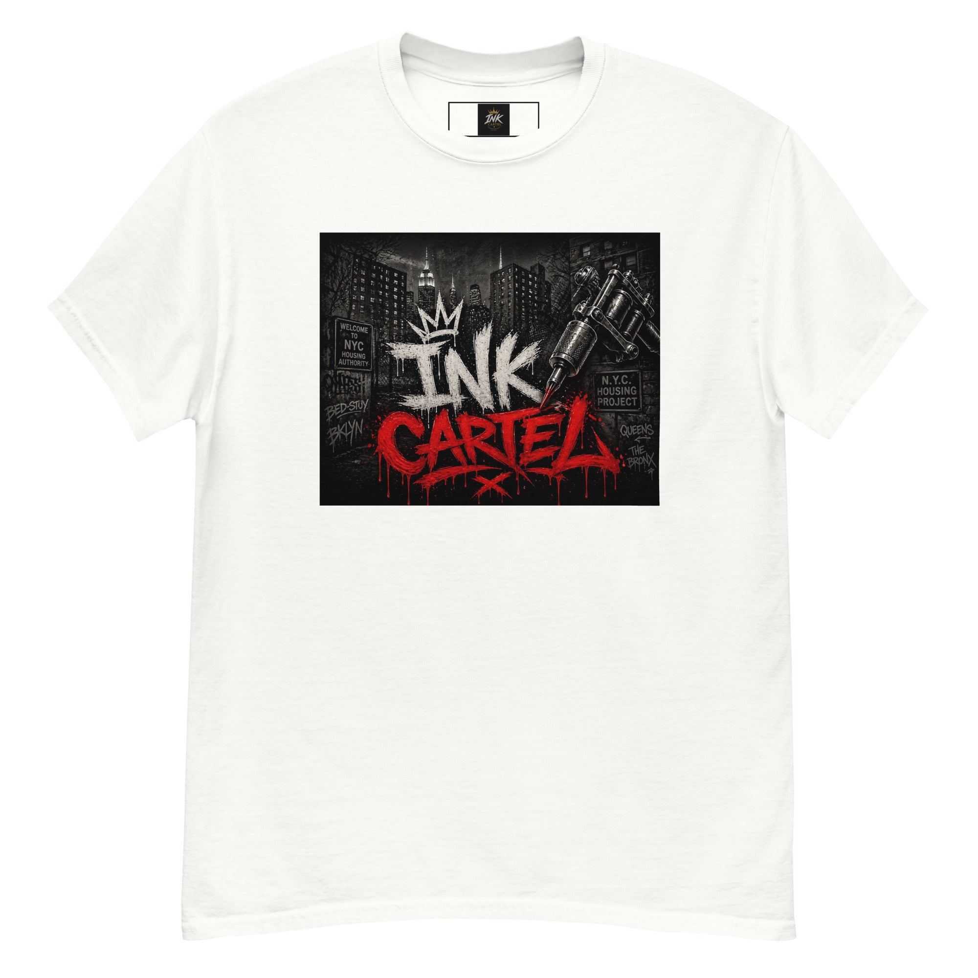 Ink Cartel Concrete Jungle Tattoo Pen Tee with urban graffiti design and tattoo pen artwork, streetwear shirt inspired by city life
