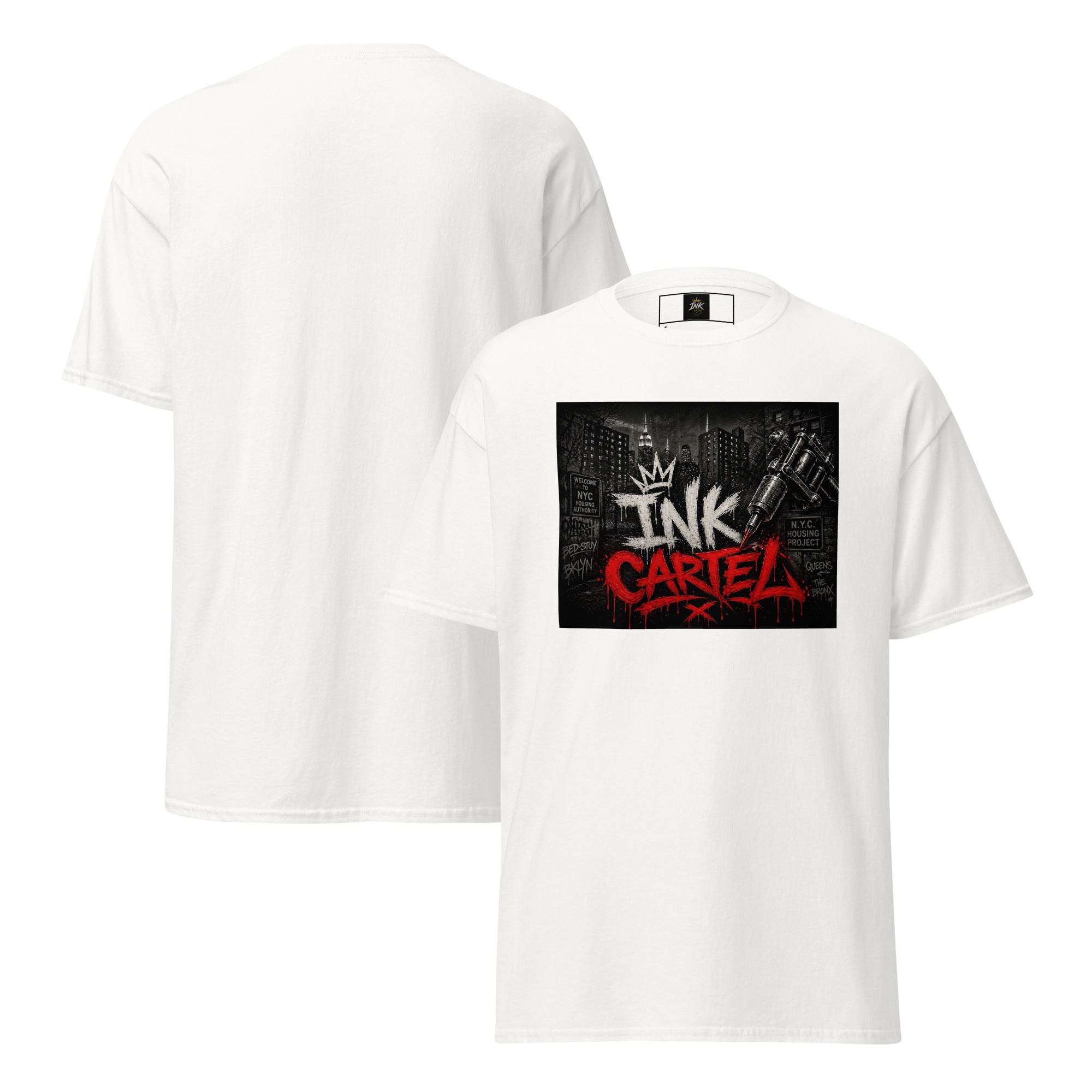Ink Cartel Concrete Jungle Tattoo Pen Tee with urban graffiti design and tattoo pen artwork, streetwear shirt inspired by city life