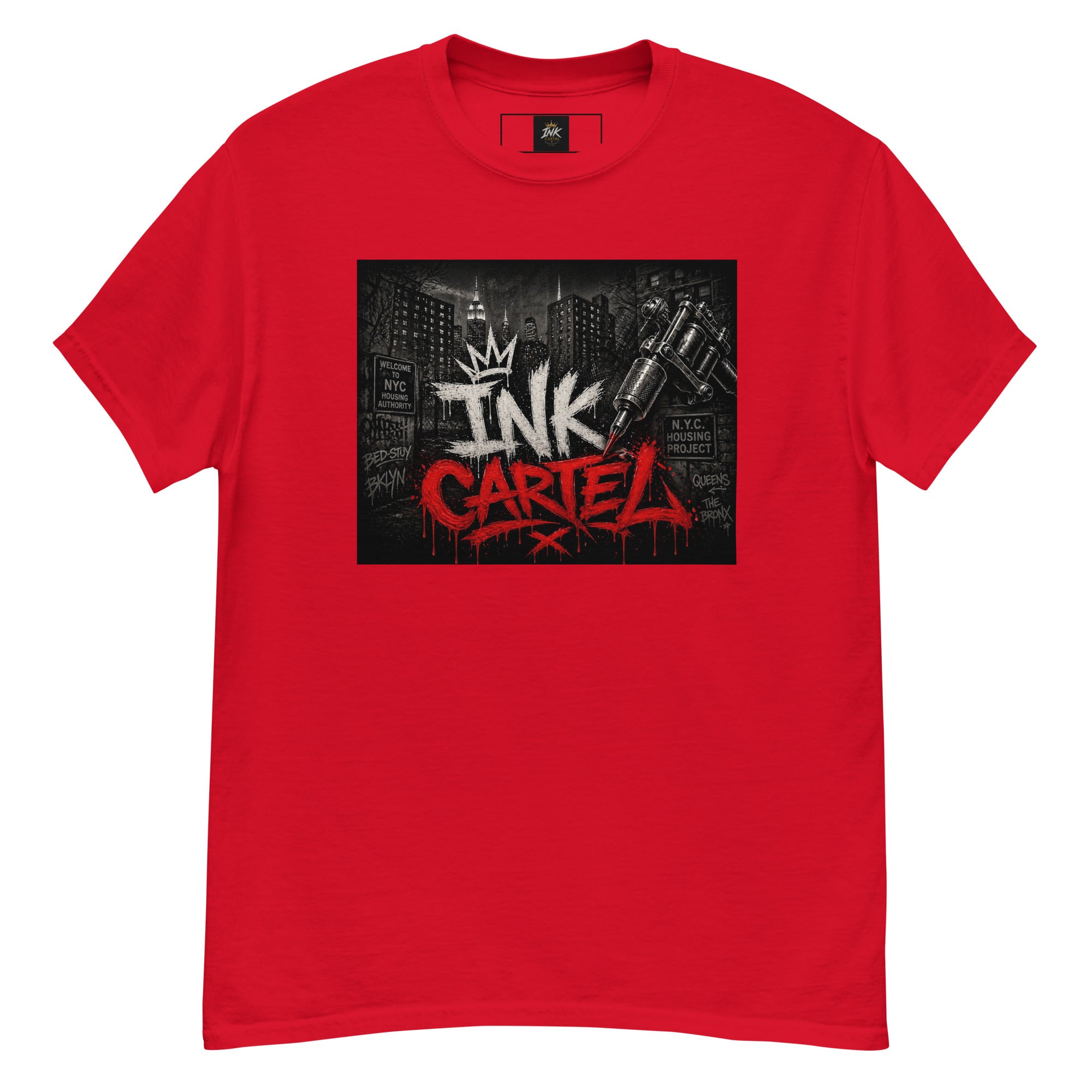 Ink Cartel Concrete Jungle Tattoo Pen Tee with urban graffiti design and tattoo pen artwork, streetwear shirt inspired by city life