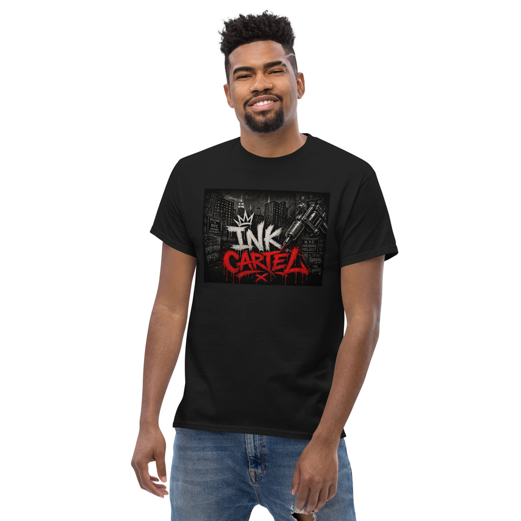 Ink Cartel Concrete Jungle Tattoo Pen Tee with urban graffiti design and tattoo pen artwork, streetwear shirt inspired by city life