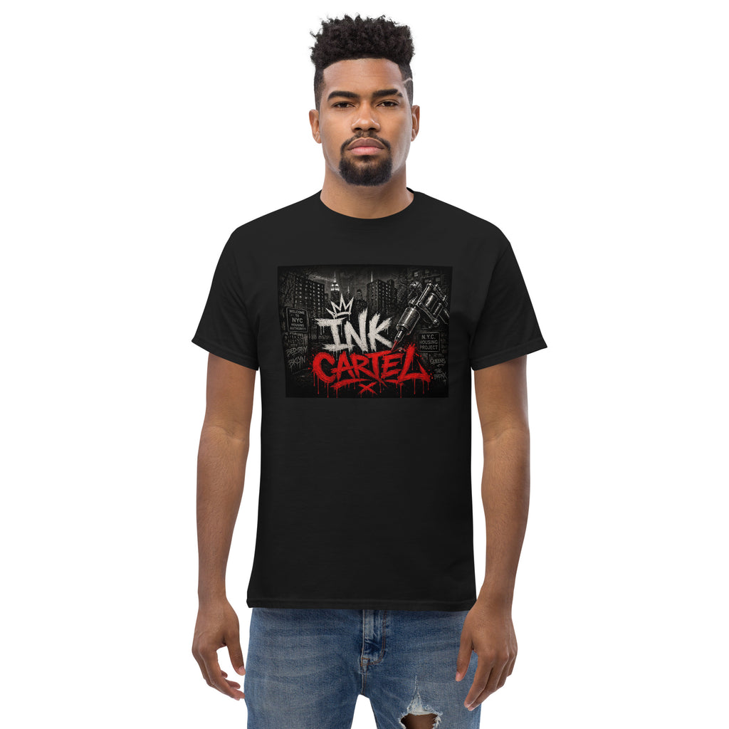 Ink Cartel Concrete Jungle Tattoo Pen Tee with urban graffiti design and tattoo pen artwork, streetwear shirt inspired by city life