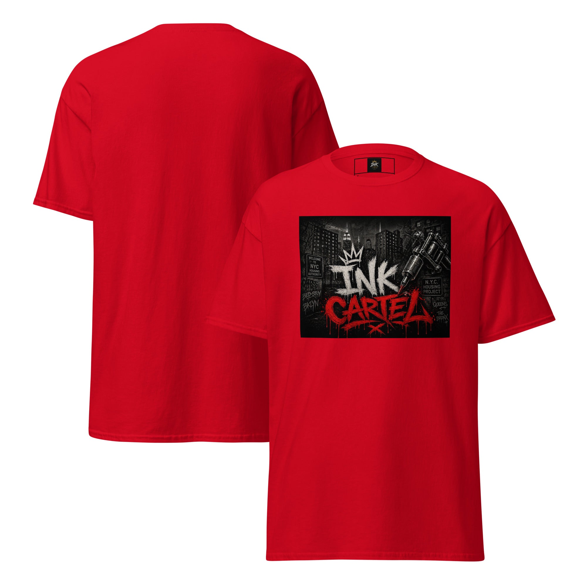 Ink Cartel Concrete Jungle Tattoo Pen Tee with urban graffiti design and tattoo pen artwork, streetwear shirt inspired by city life