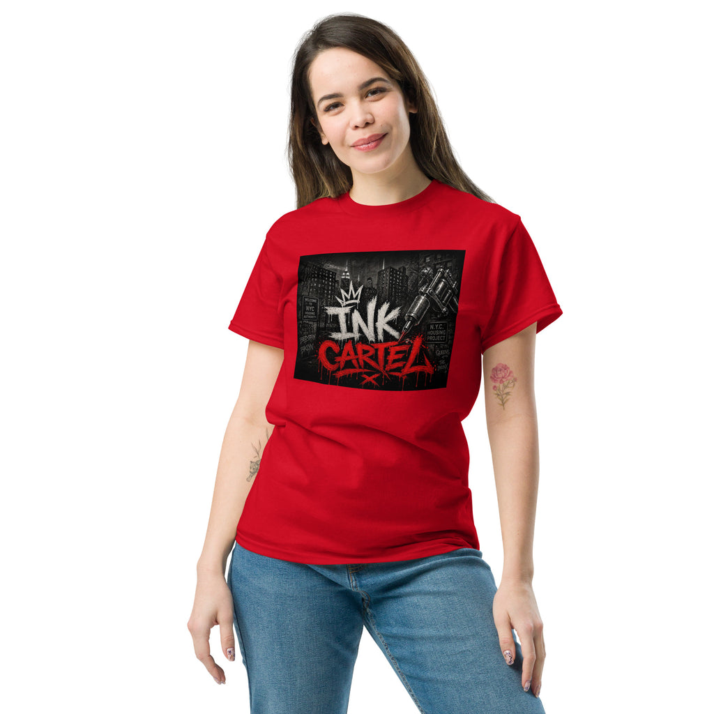 Ink Cartel Concrete Jungle Tattoo Pen Tee with urban graffiti design and tattoo pen artwork, streetwear shirt inspired by city life