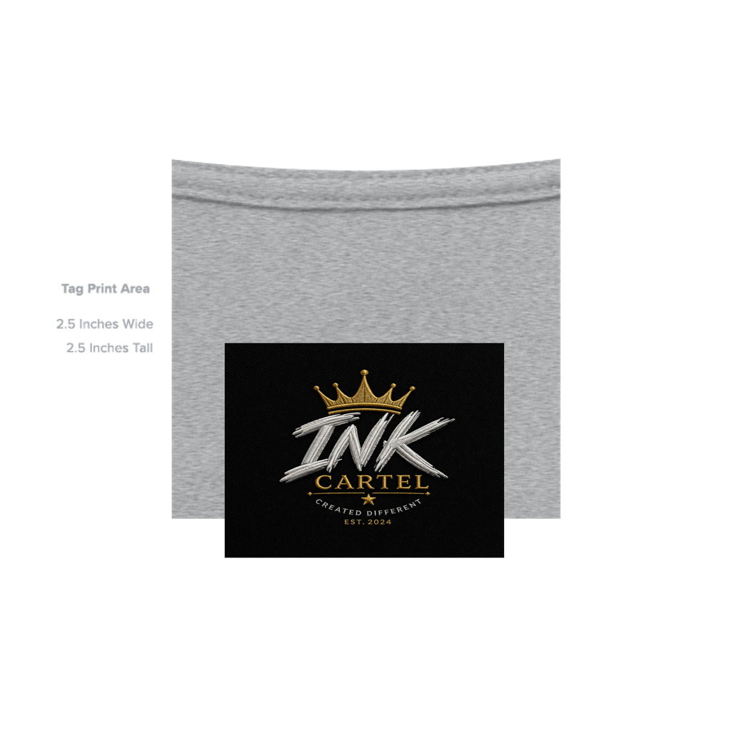 Gray fabric with Ink Cartel logo on a black background