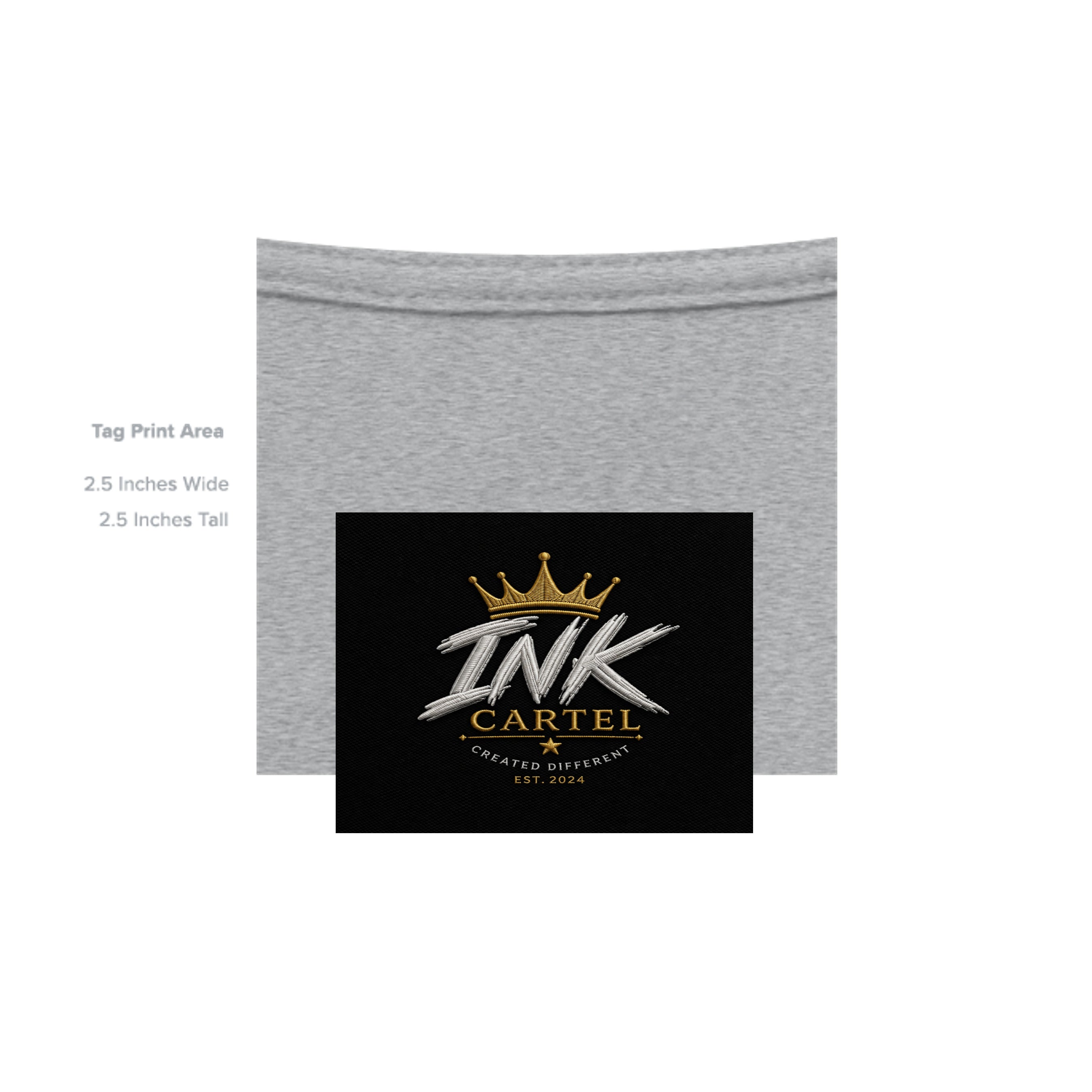 Gray fabric with Ink Cartel logo on a black background