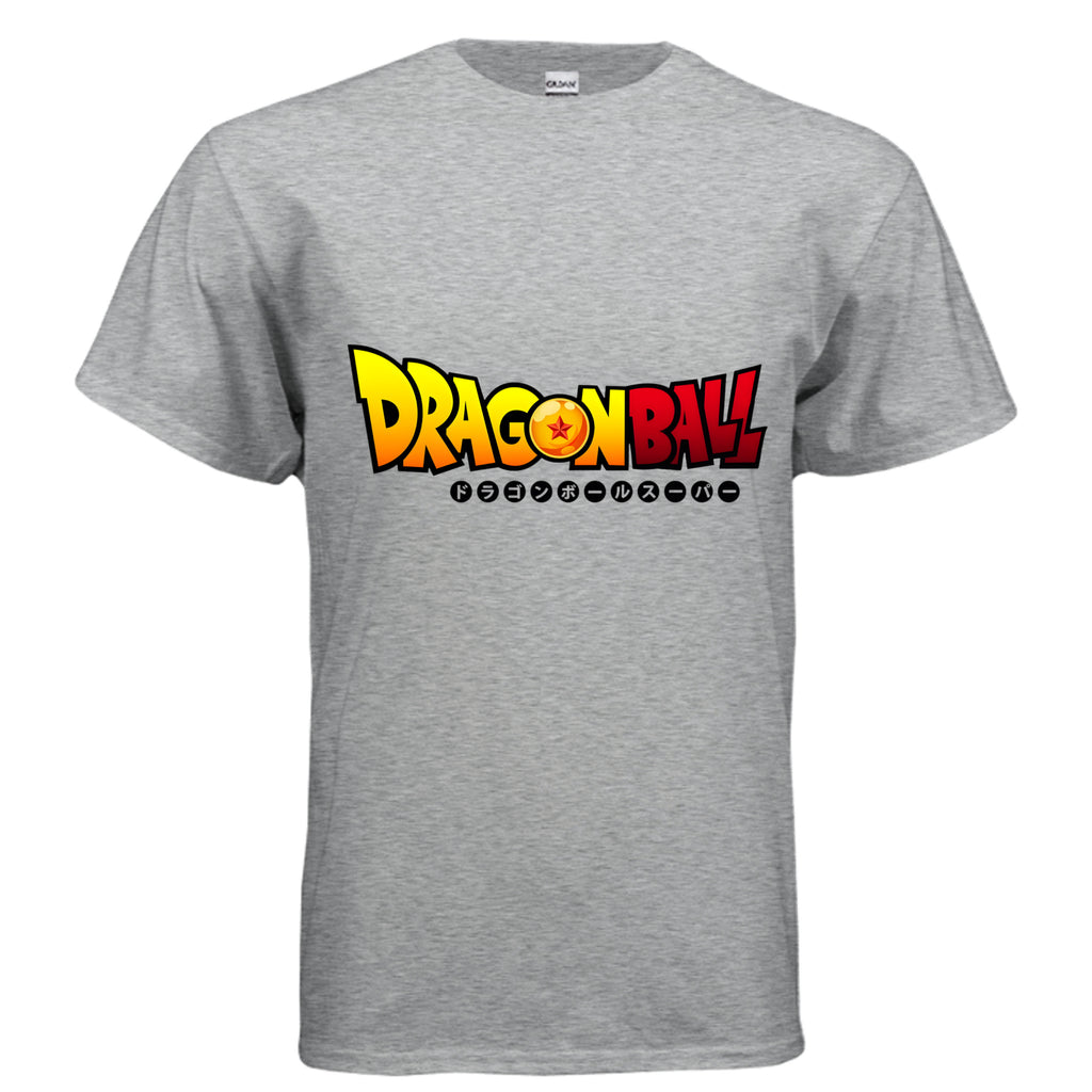 Gray t-shirt with Dragon Ball logo on a white background