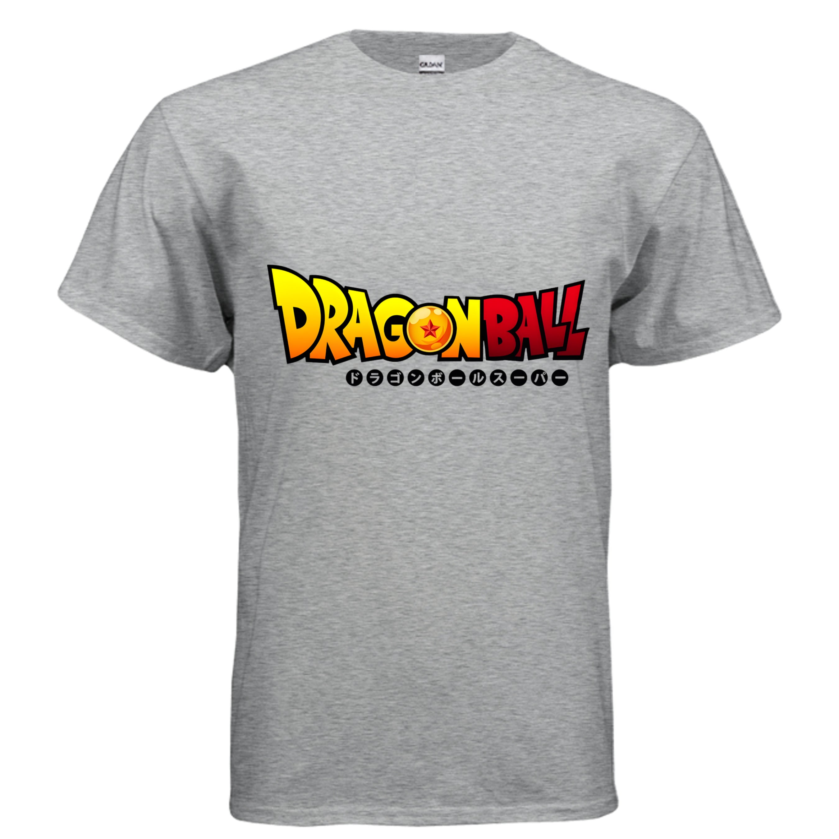 Gray t-shirt with Dragon Ball logo on a white background