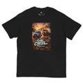 Black t-shirt with a graphic of two trucks and 'Ink Cartel Puerto Rico' text on a white background