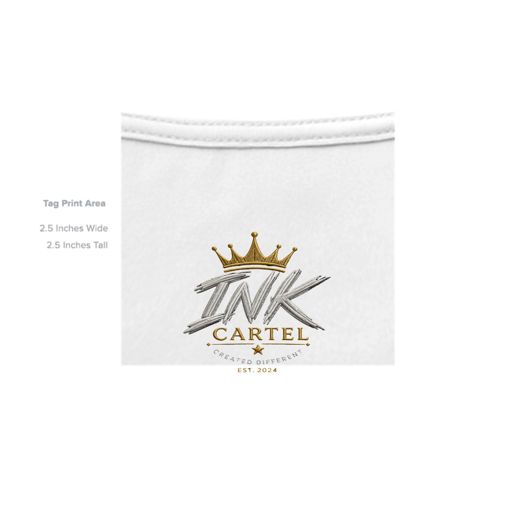 White product with 'INK CARTEL' logo featuring a crown on a white background