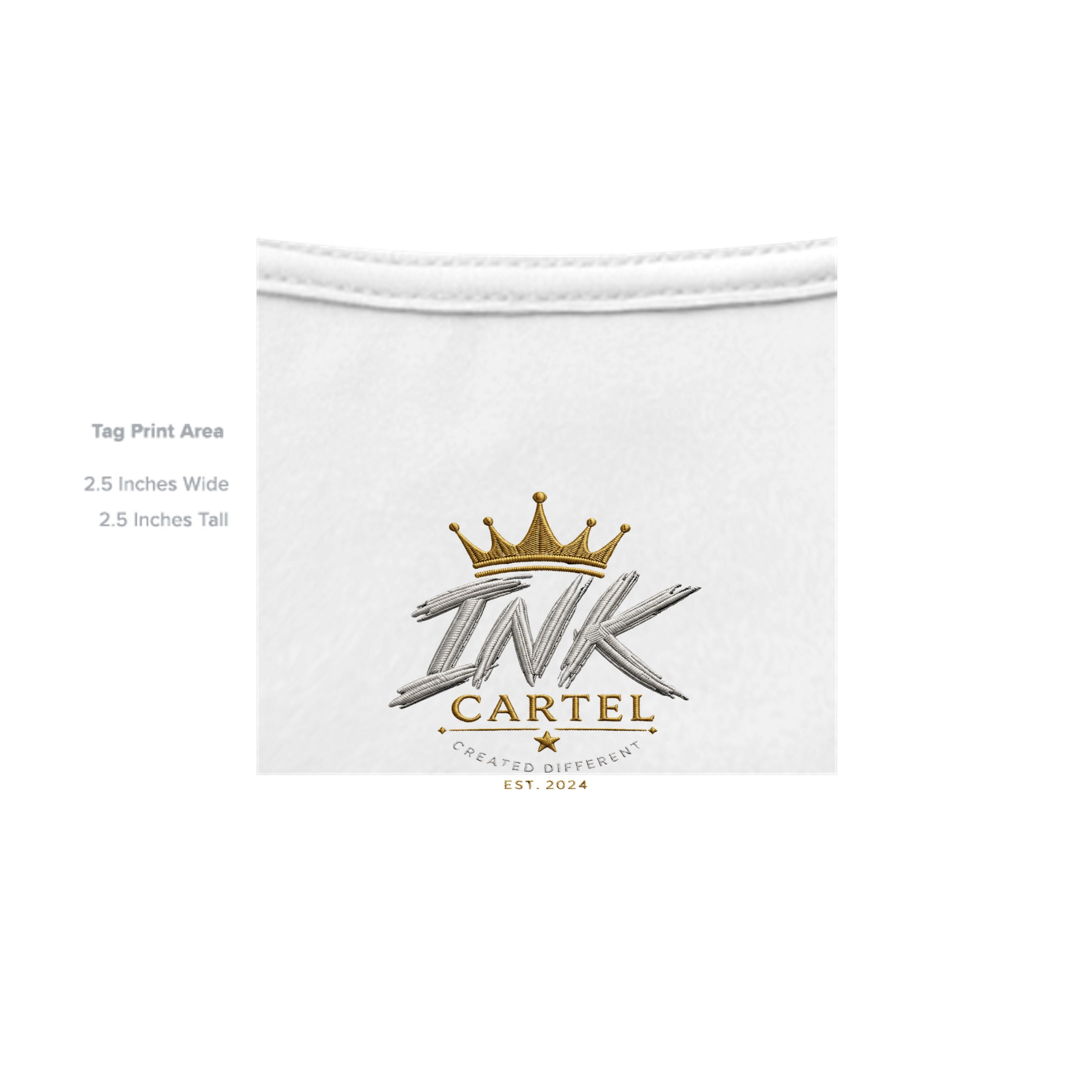White product with 'INK CARTEL' logo featuring a crown on a white background