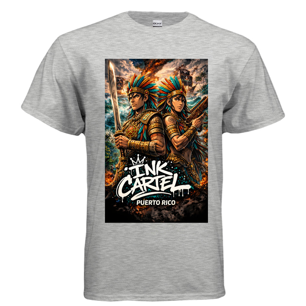  Ink Cartel Taíno Legacy Couple Tee representing love, heritage, and island roots through bold streetwear design