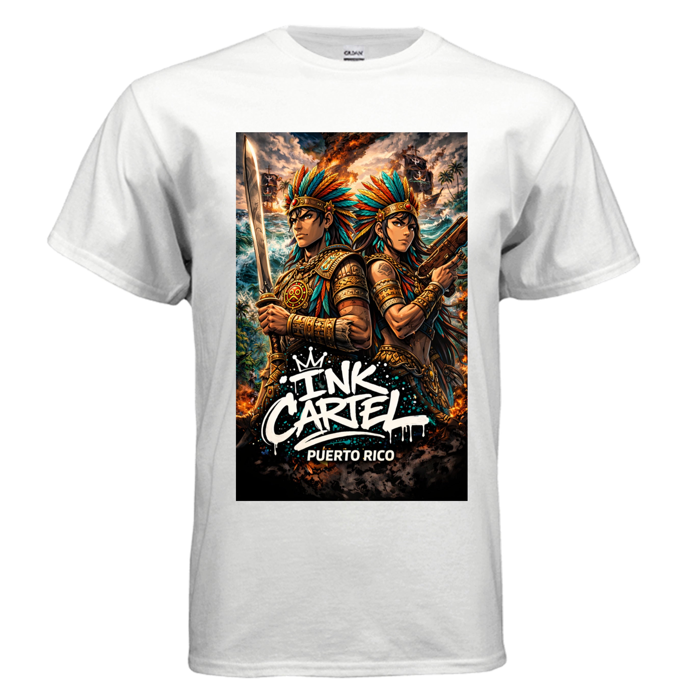 Ink Cartel Taíno Legacy Couple Tee representing love, heritage, and island roots through bold streetwear design