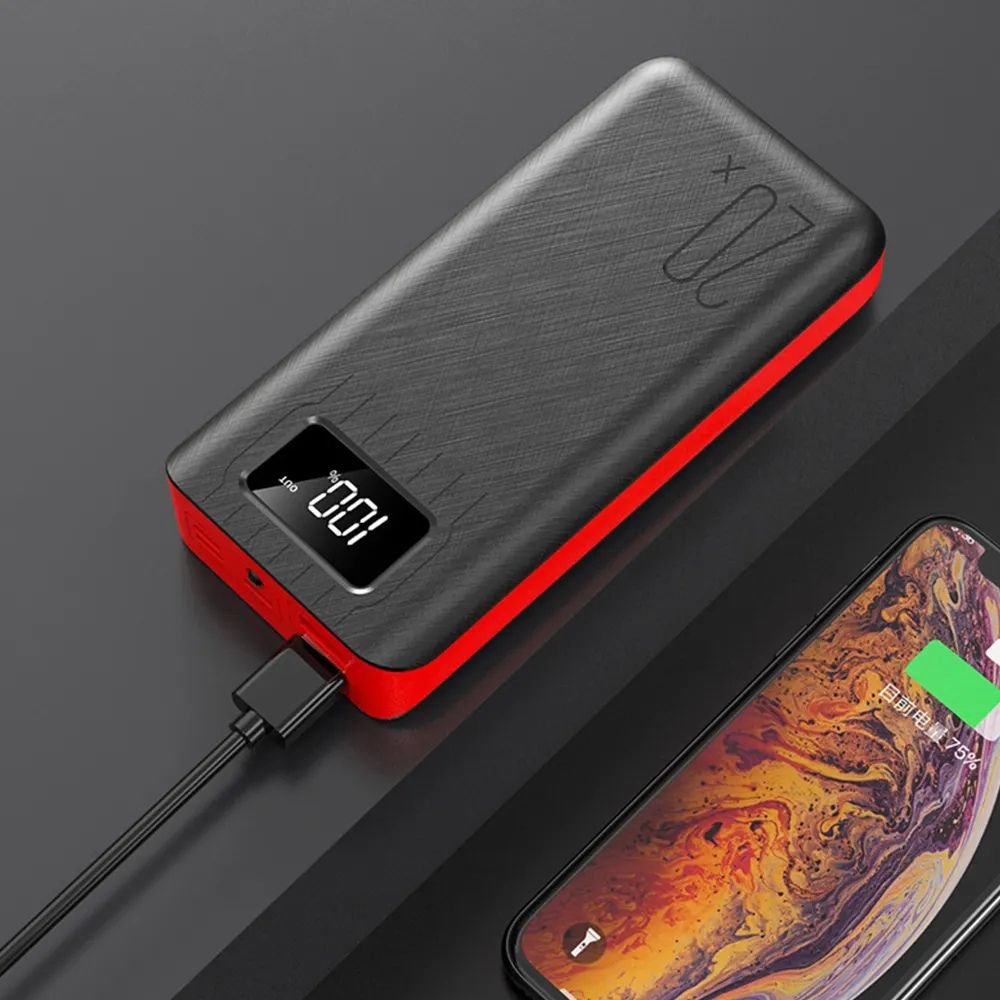 Batería externa Power Bank de 20000mAh con doble USB y linterna LED