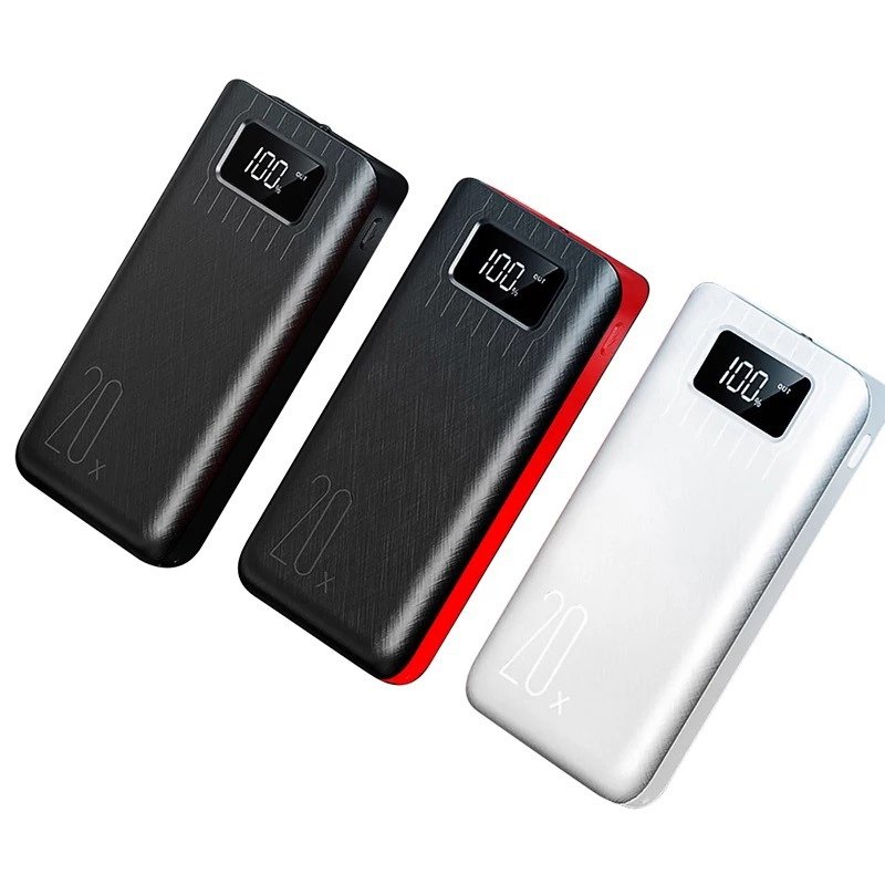 Batería externa Power Bank de 20000mAh con doble USB y linterna LED